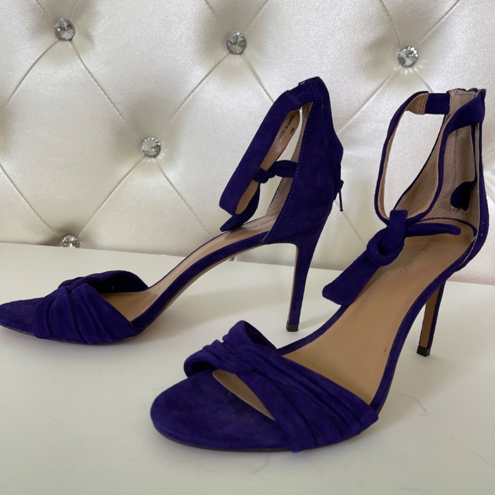 Banana Republic Purple Jasmine Open Toe Ankle Strap Suede Heels Formal Shoes - Picture 4 of 8